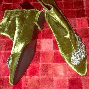 Zara green velvet boots sz 40 new
